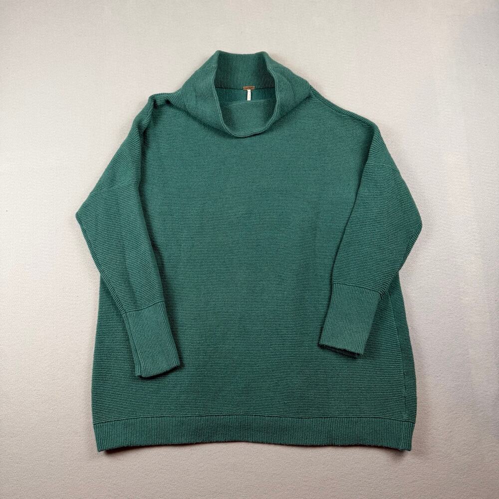 Free People Teal Green Cowl Neck Sweater Size S